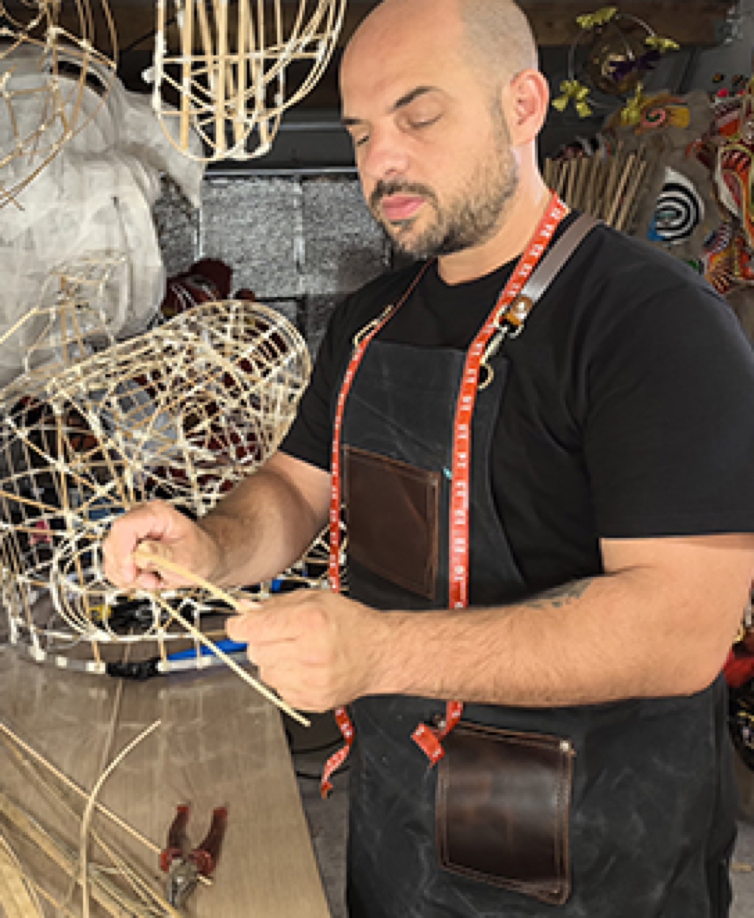 Ghyslain Kuehn at his workbench